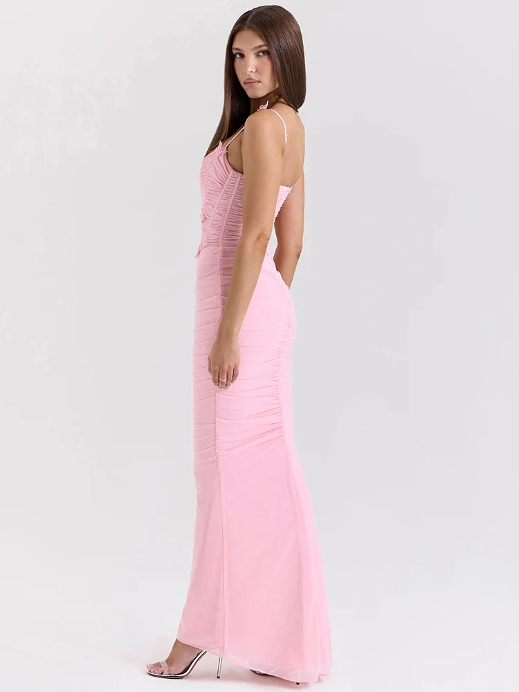 Bow Spaghetti Sleeveless Evening Bodycon Dress - Image 3