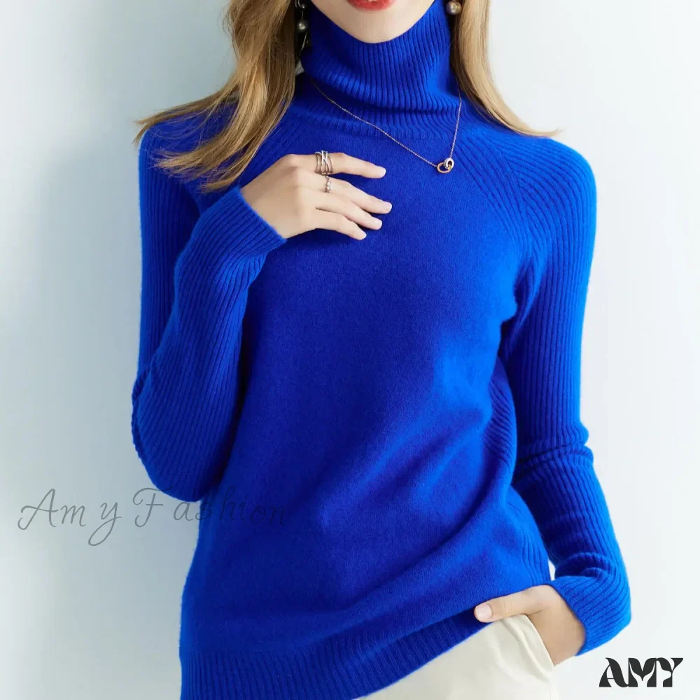 Cashmere Women's Knitted 100% Merino Wool Long Sleeve Vintage Autumn Winter Clothes Cozy Sweater - Image 5