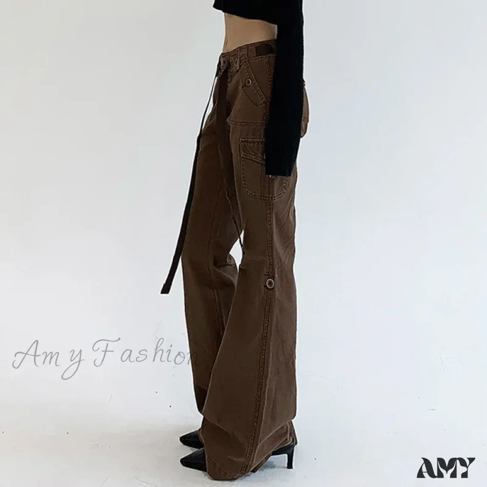 Casual Basics Flare All-match Street Style Boot Cut High Waist Vintage Trousers Y2K Jeans - Image 2