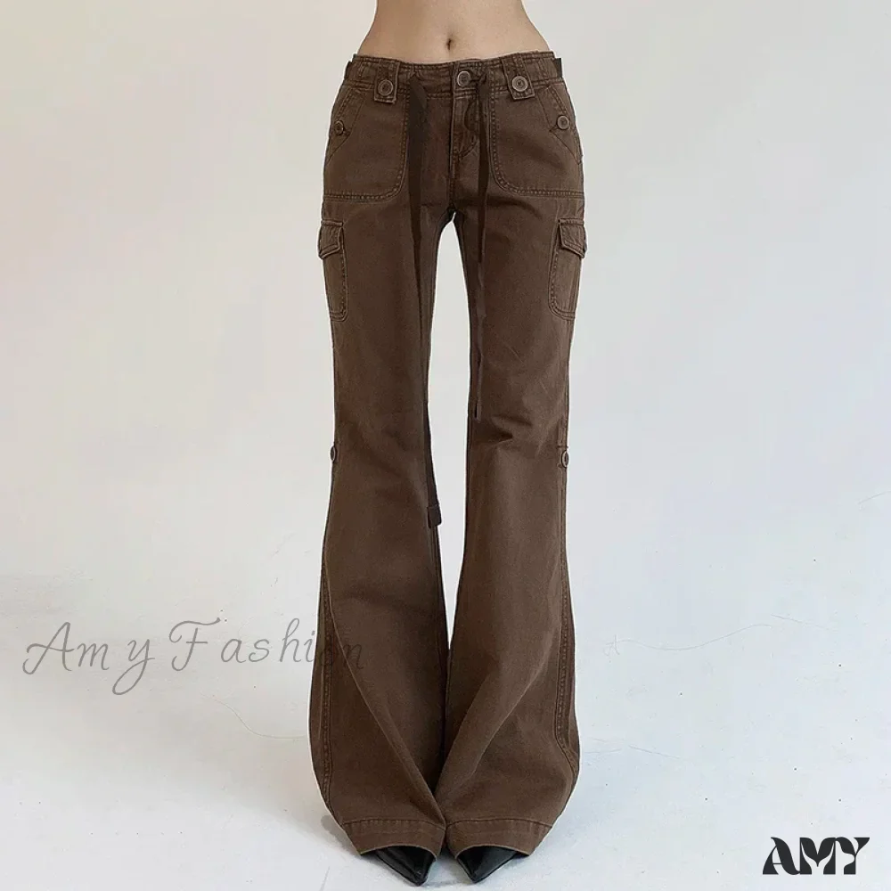Casual Basics Flare All-match Street Style Boot Cut High Waist Vintage Trousers Y2K Jeans - Image 3