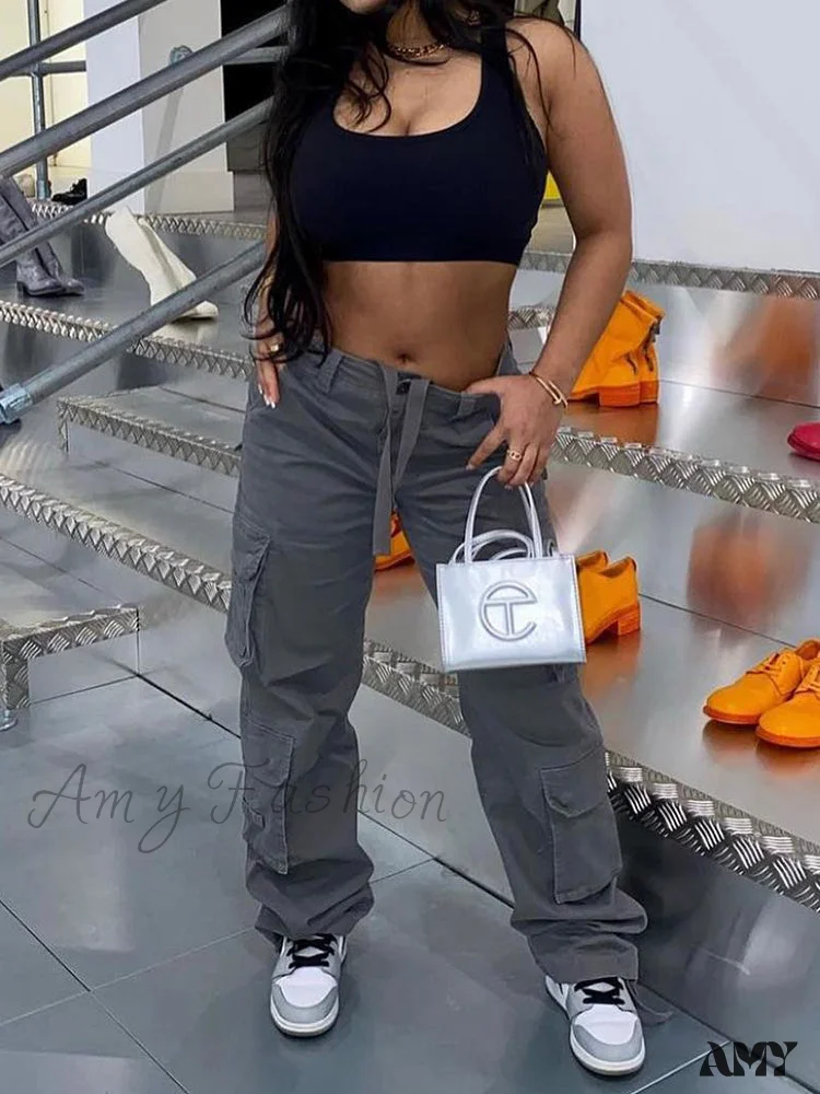 Amy Fashion - Casual Low Waist Vintage Cargo Jeans - Image 6