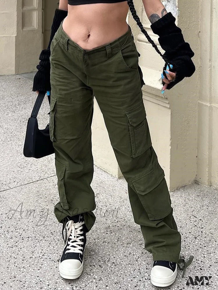 Amy Fashion - Casual Low Waist Vintage Cargo Jeans - Image 7