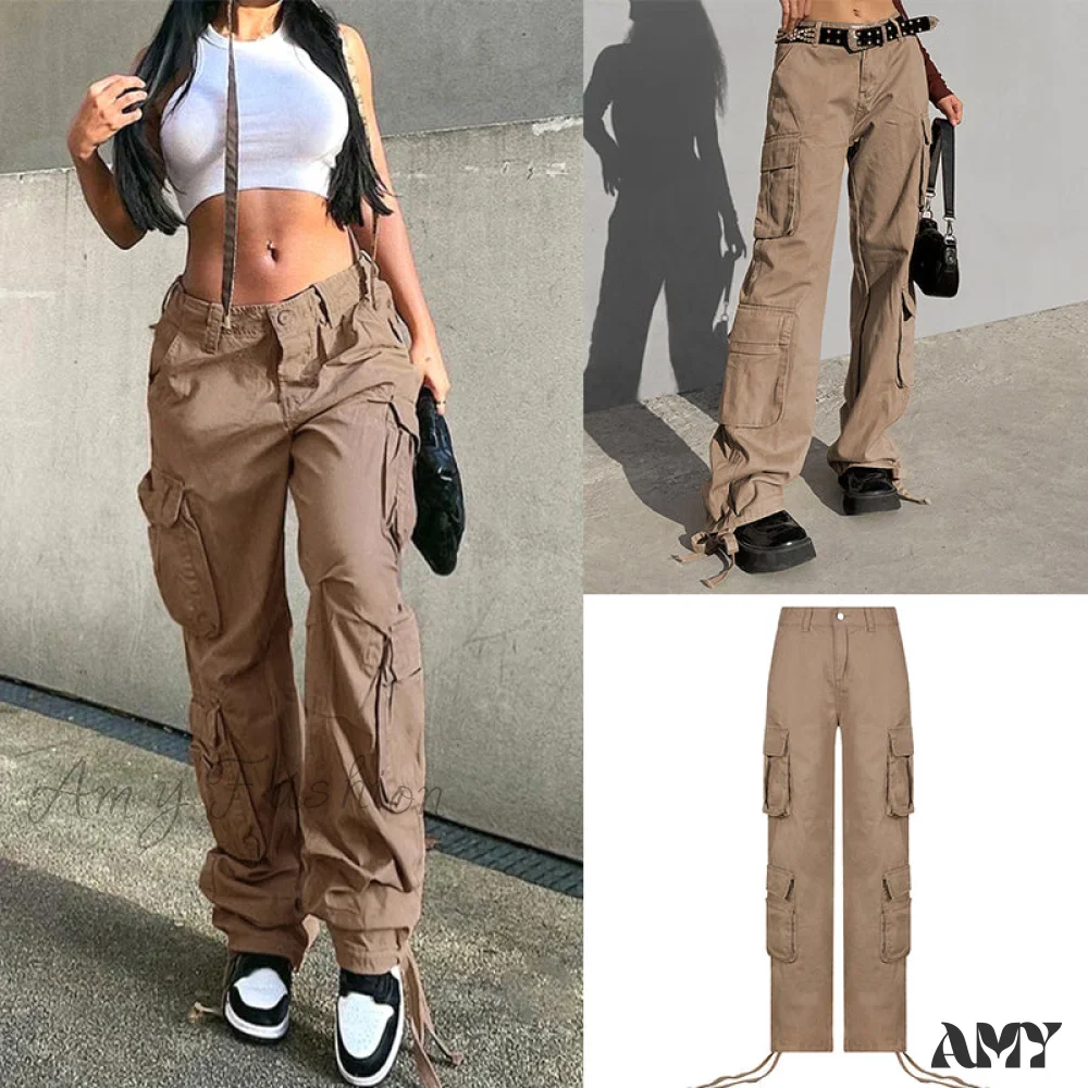 Amy Fashion - Long Straight Casual Cargo Pants - Image 18