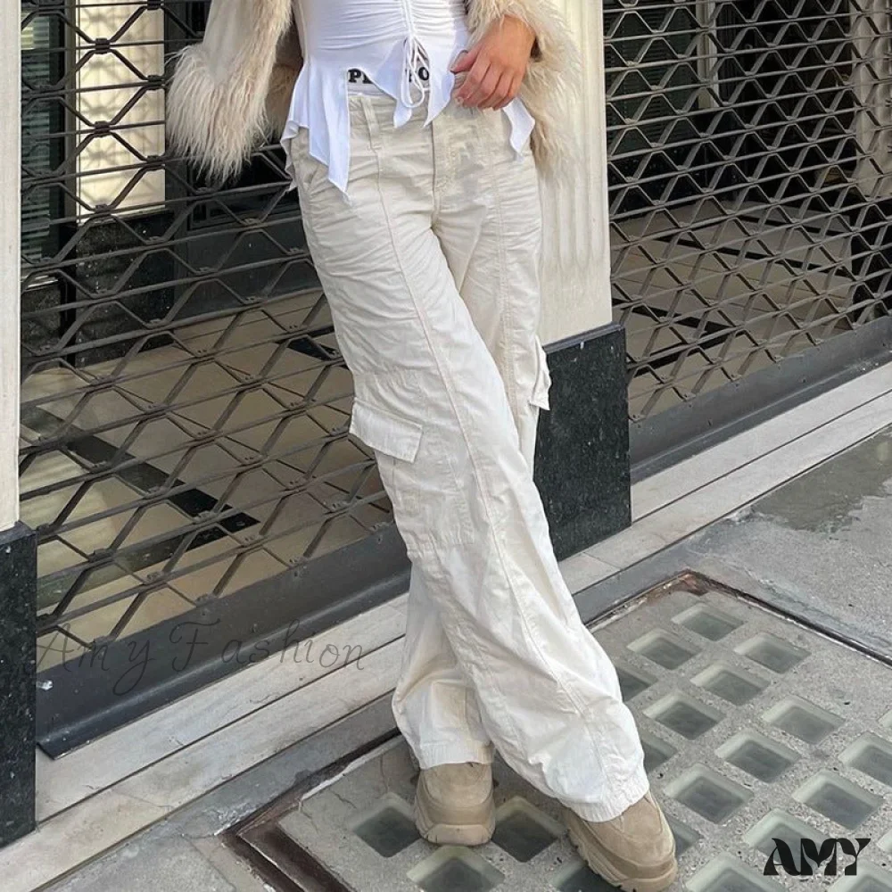 Amy Fashion - Long Straight Casual Cargo Pants - Image 4