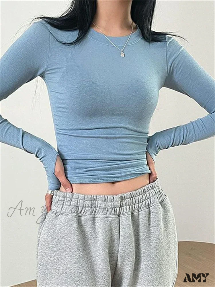 Amy Fashion - Casual Slim Fit Long Sleeve O-Neck Tops Spring Fall T-shirts - Image 6