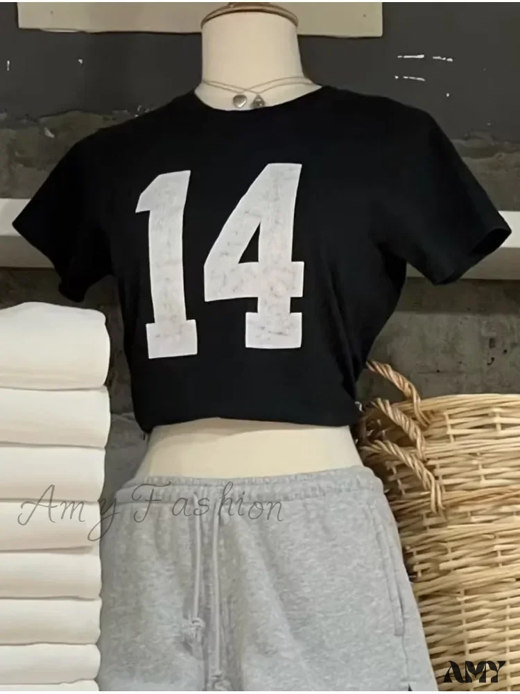 Casual Soft Cotton Black Printed O Neck Short Sleeves Chic Summer Crop Top - Image 3