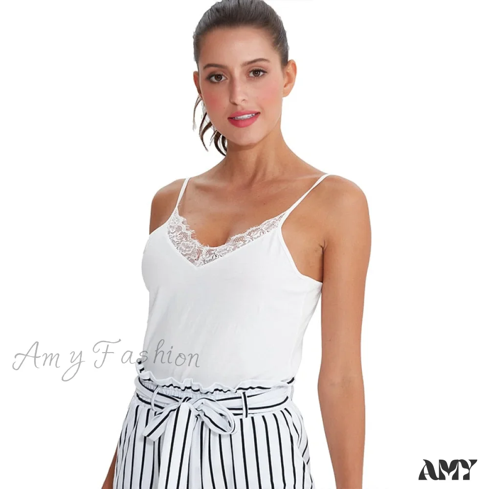 Amy Fashion - Casual Soft Elastic Cotton Lace Tank Tops - Image 4