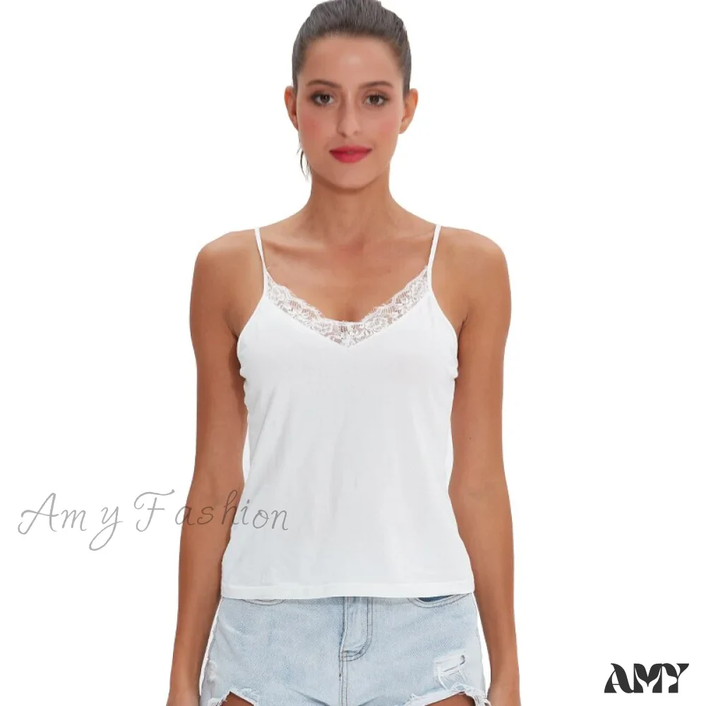 Amy Fashion - Casual Soft Elastic Cotton Lace Tank Tops - Image 6