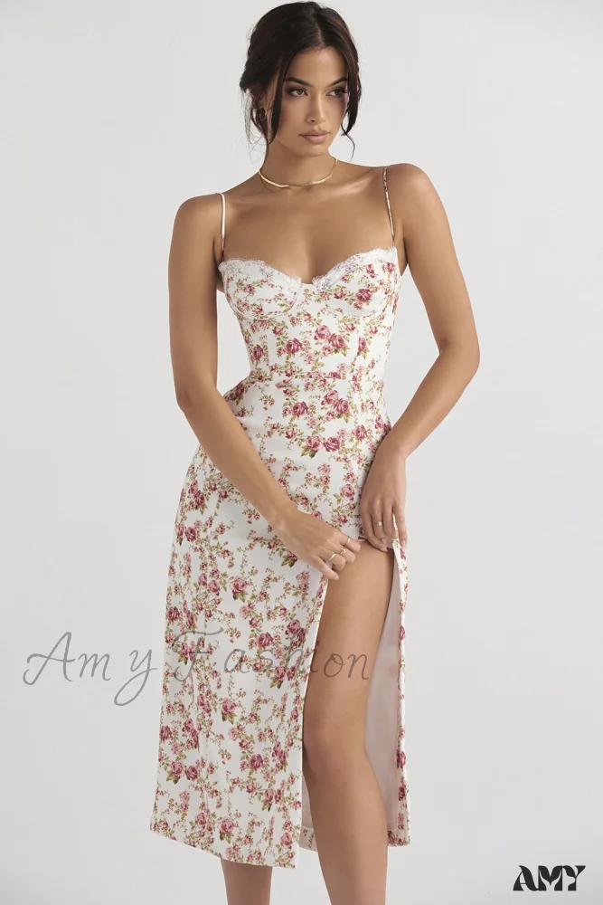 Amy Fashion - Chest Draped Zipper Side Split Sexy Long Dresses - Image 7