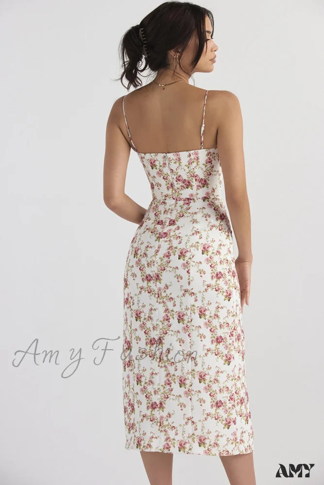 Amy Fashion - Chest Draped Zipper Side Split Sexy Long Dresses - Image 8