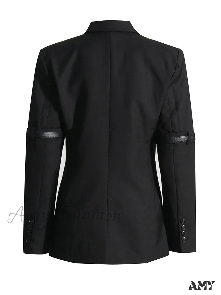 Chic Casual Solid Temperament Notched Collar Long Sleeve Button Patchwork Fashion Blazer - Image 5
