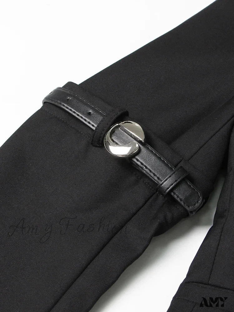 Chic Casual Solid Temperament Notched Collar Long Sleeve Button Patchwork Fashion Blazer - Image 6