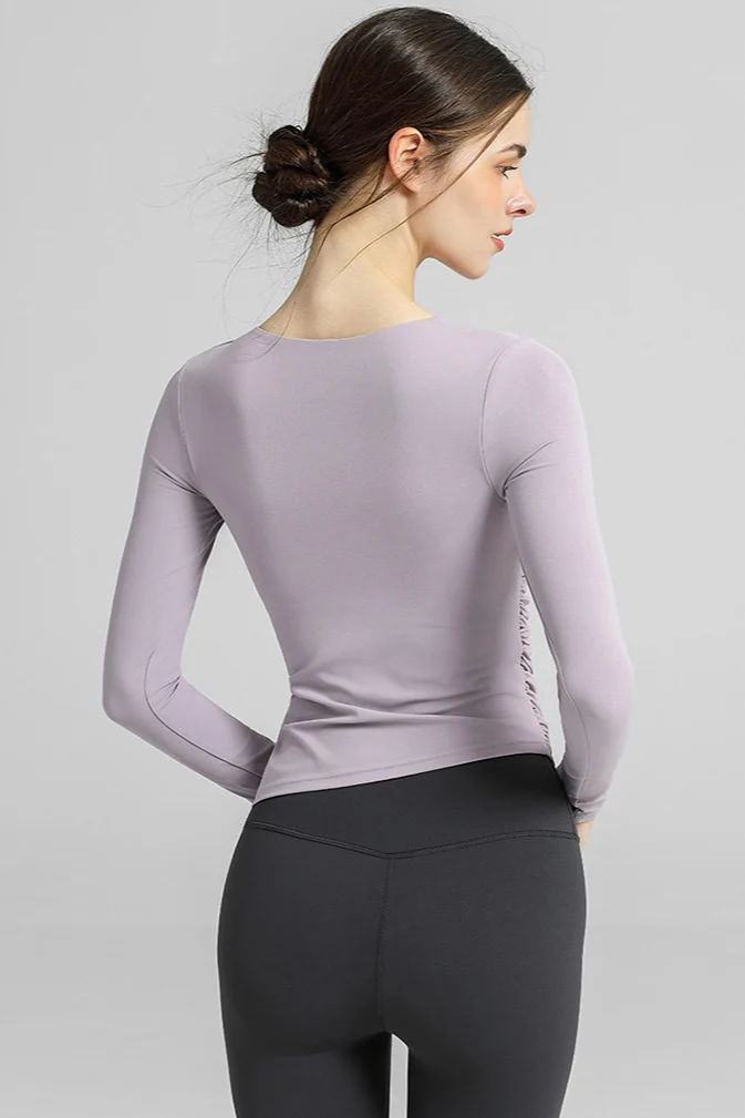 Chic Padded Slim Long Sleeve Yoga Base Layer - Image 3