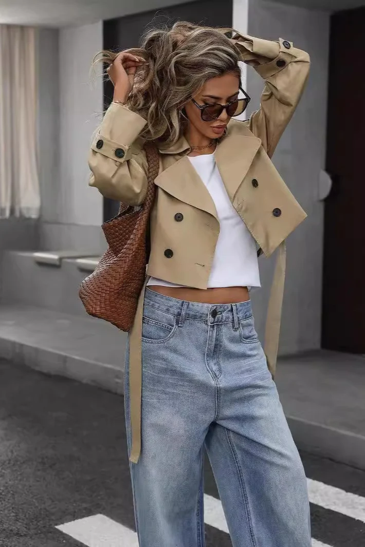 Chic Short Double-Breasted Casual Jacket - Image 4