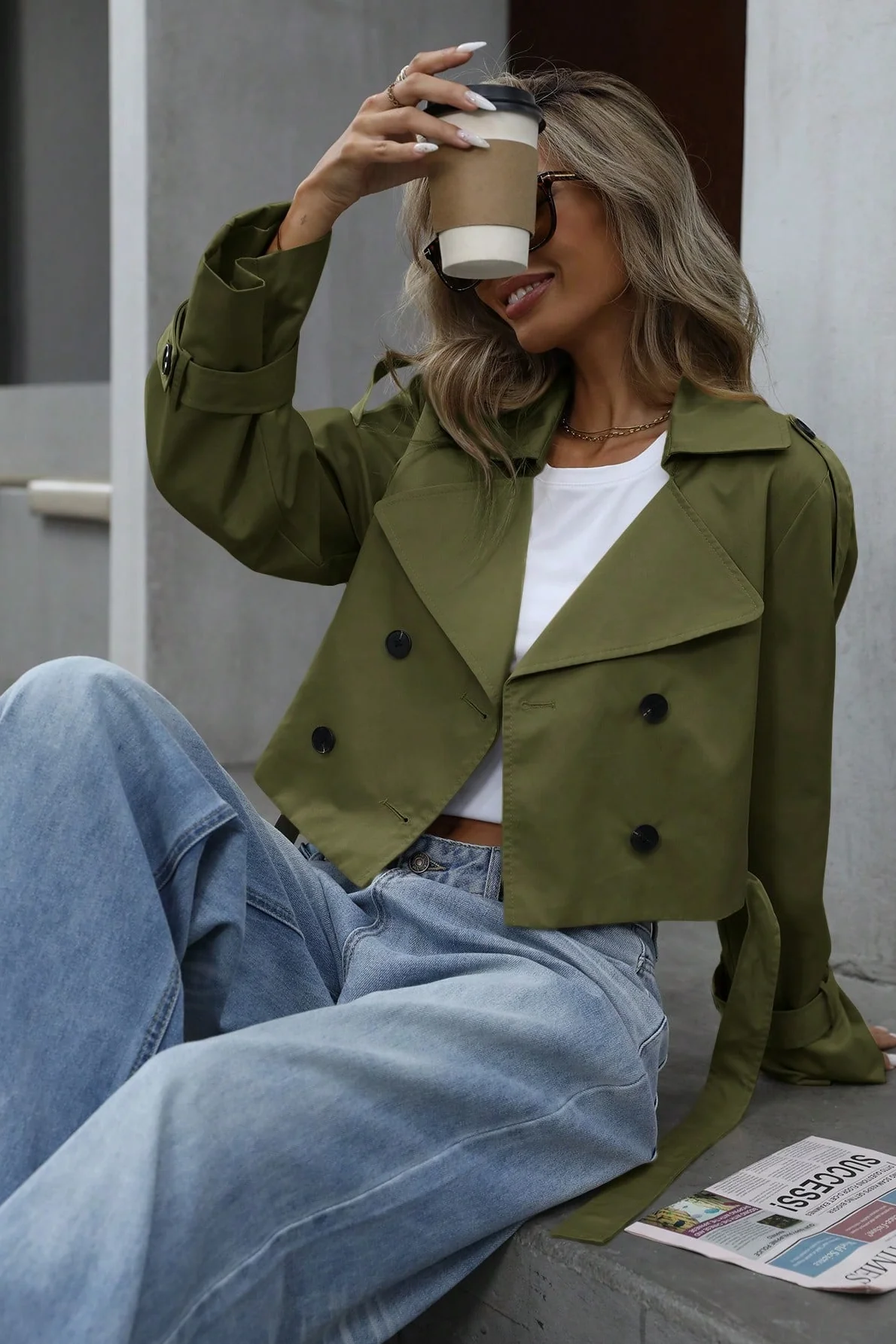 Chic Short Double-Breasted Casual Jacket - Image 6