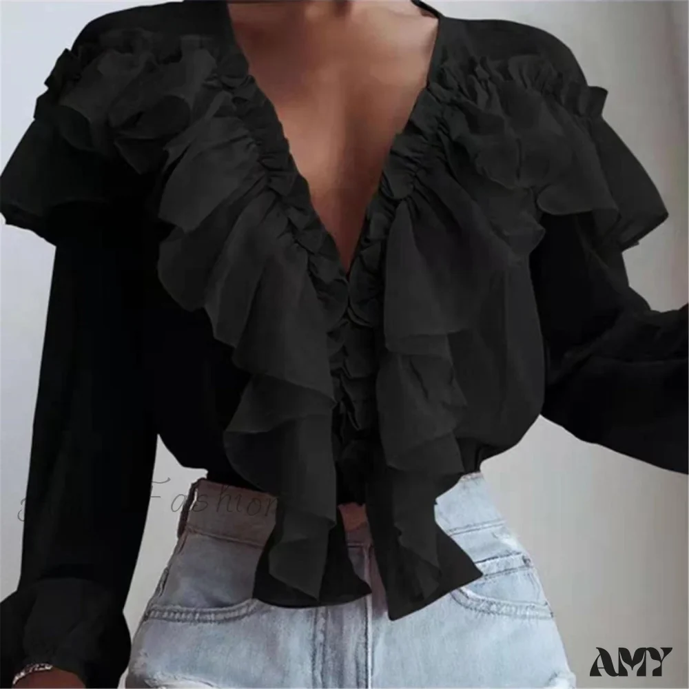 Amy Fashion - Chiffon Shirt Work Casual Lady Solid Color - Image 7