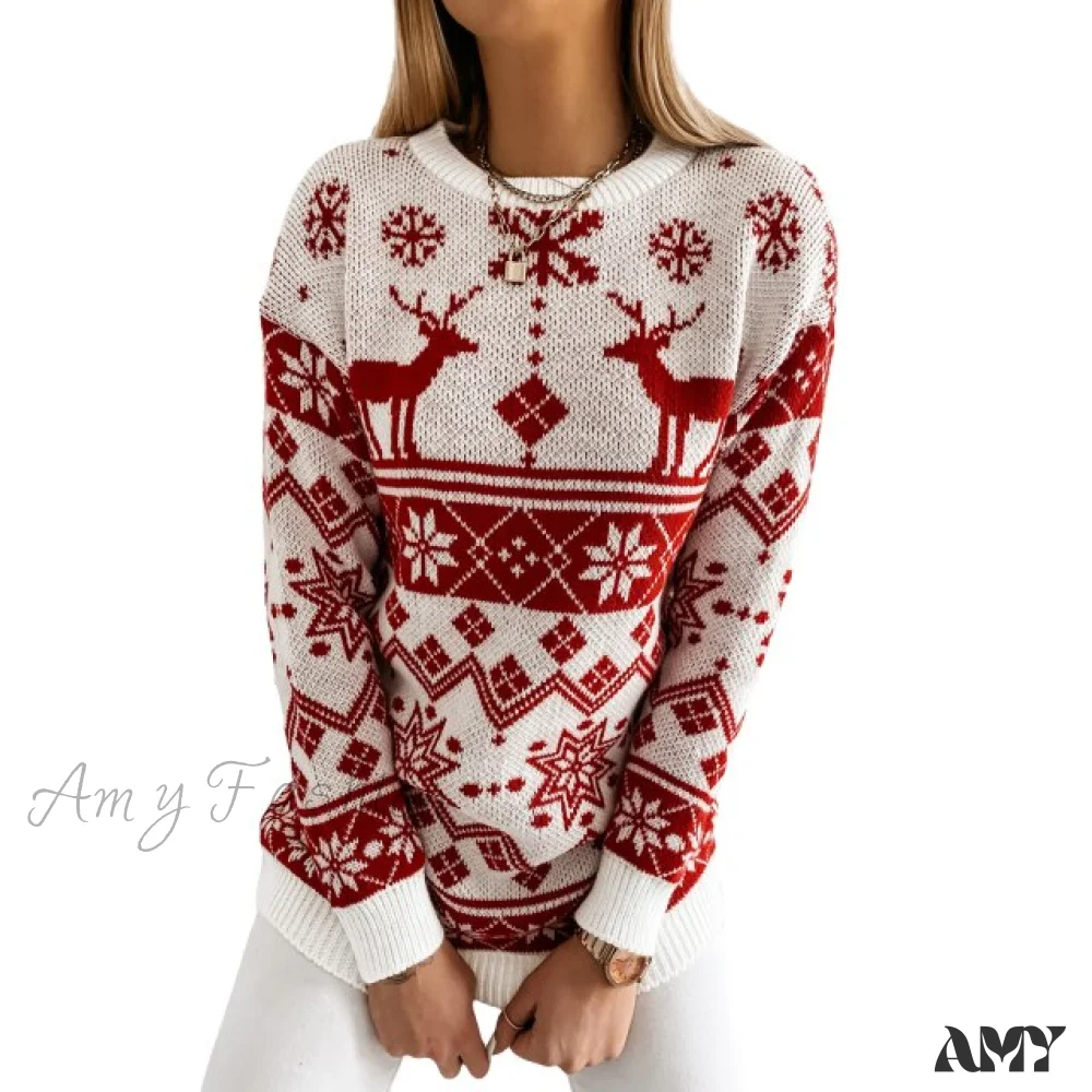 Amy Fashion - Christmas Santa Snowflake Sweaters - Image 2