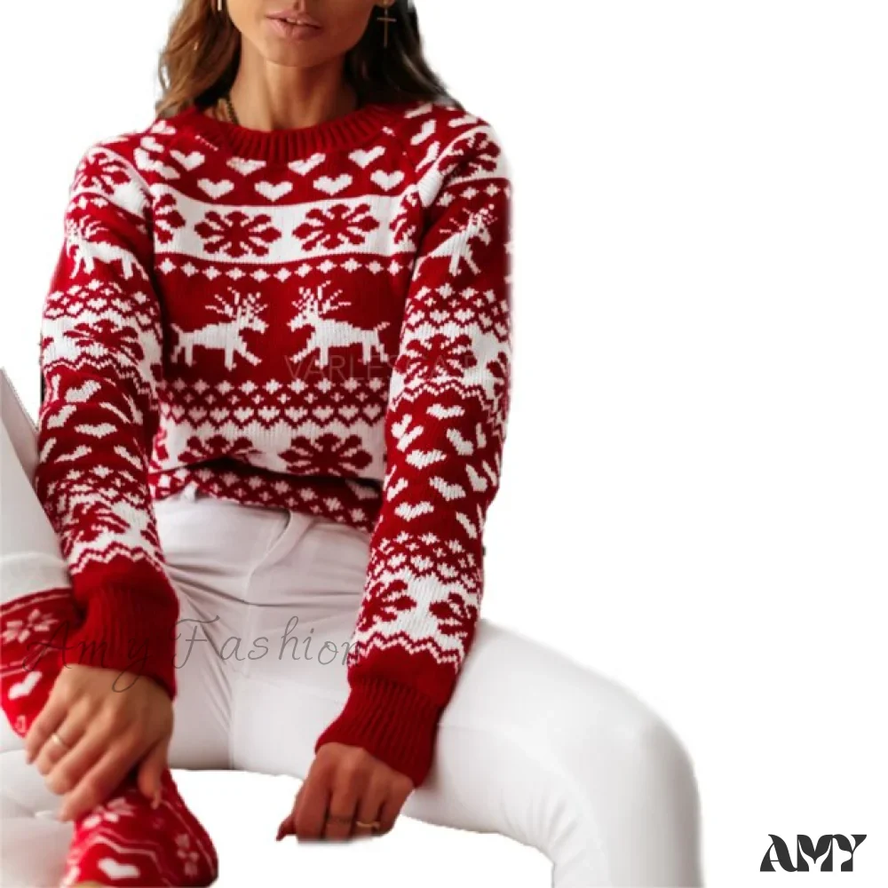 Amy Fashion - Christmas Santa Snowflake Sweaters - Image 3