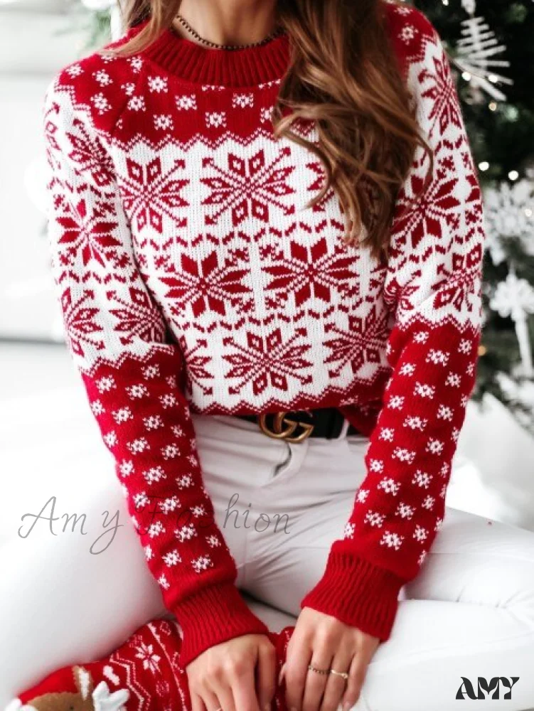 Amy Fashion - Christmas Santa Snowflake Sweaters - Image 5