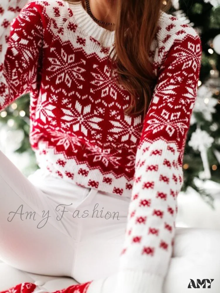 Amy Fashion - Christmas Santa Snowflake Sweaters - Image 6