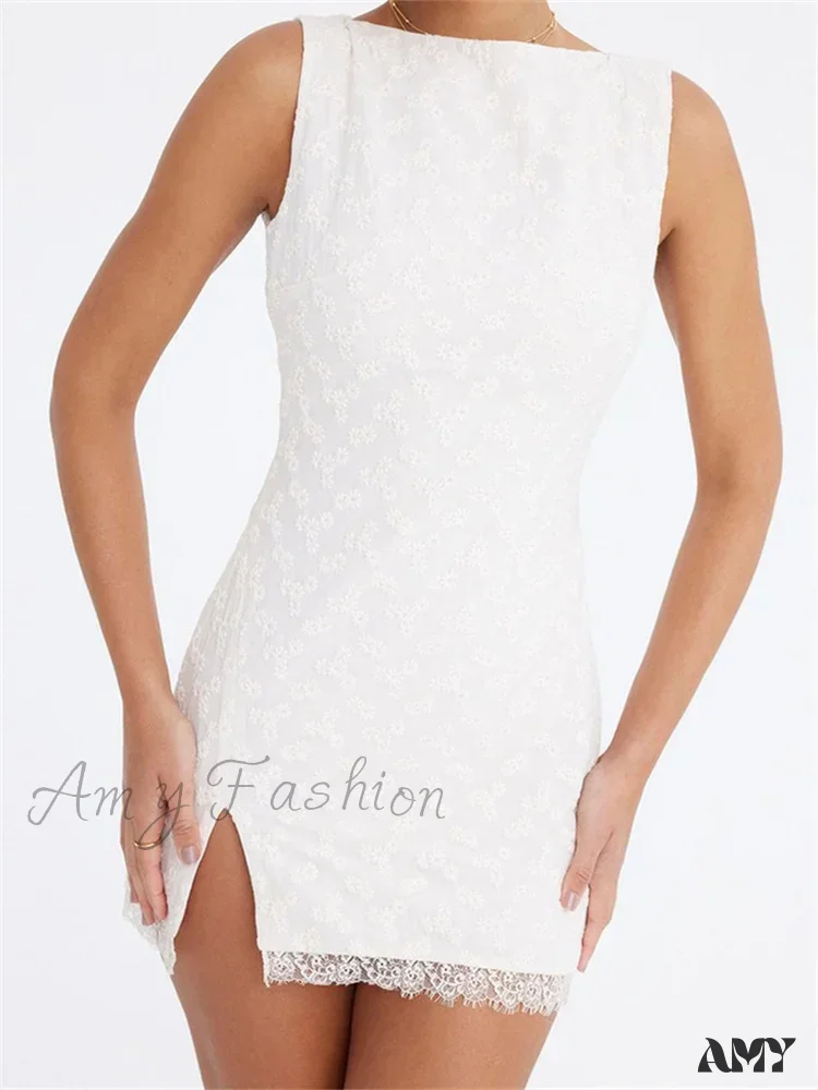 Amy Fashion - Lace Floral Elegant Sleeveless Backless Lace Mini Dress - Image 6
