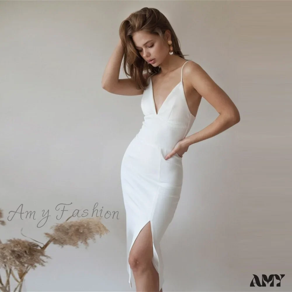 Amy Fashion - Churses Sexy Deep V-Neck Backless Spaghetti Strap Dress - Image 4