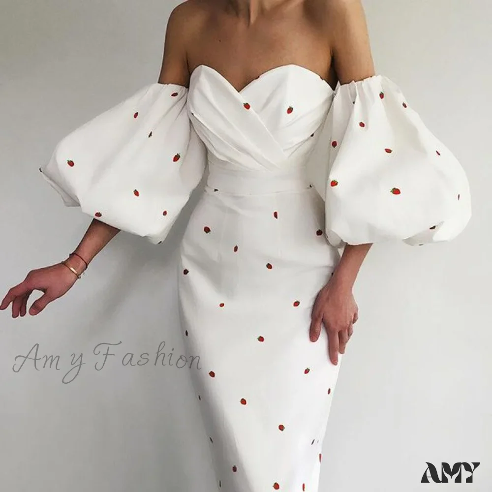 Amy Fashion - Sexy Strawberry Dot Off The Shoulder Bodycon Dress - Image 2