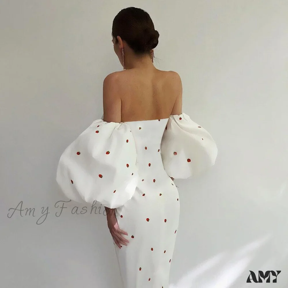Amy Fashion - Sexy Strawberry Dot Off The Shoulder Bodycon Dress - Image 3