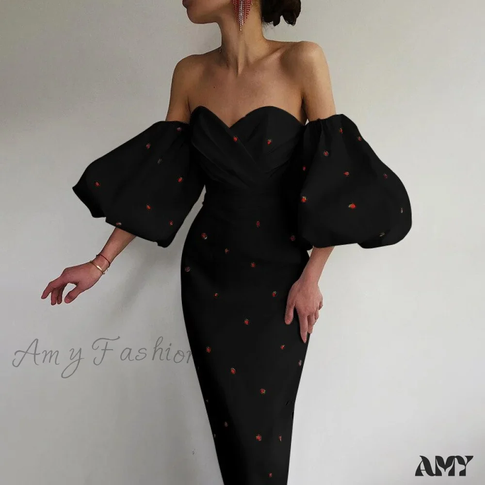 Amy Fashion - Sexy Strawberry Dot Off The Shoulder Bodycon Dress - Image 4