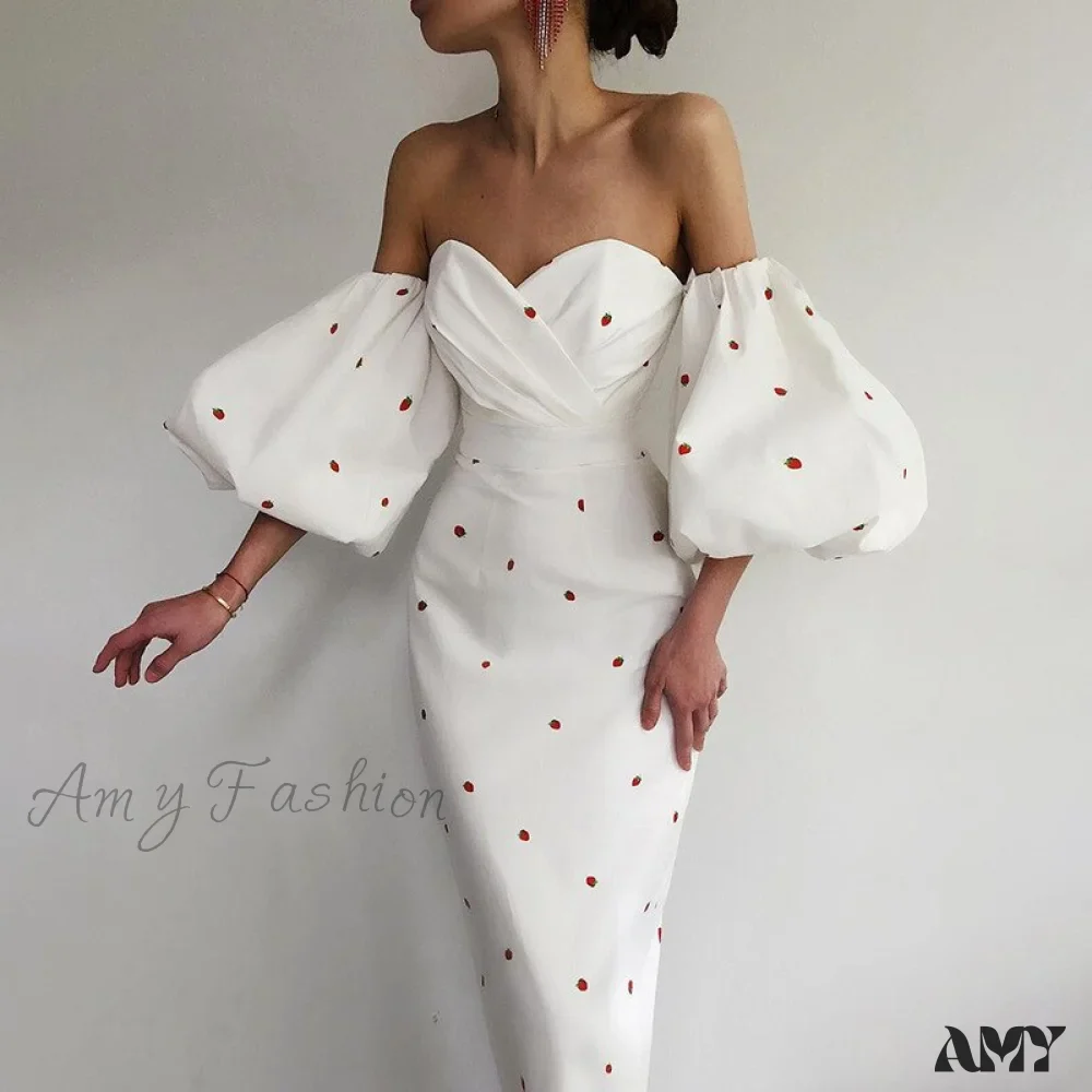 Amy Fashion - Sexy Strawberry Dot Off The Shoulder Bodycon Dress - Image 6