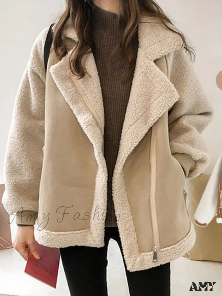 Amy Fashion - Harajuku Faux Leather Fur Patchwork Coat - Image 3