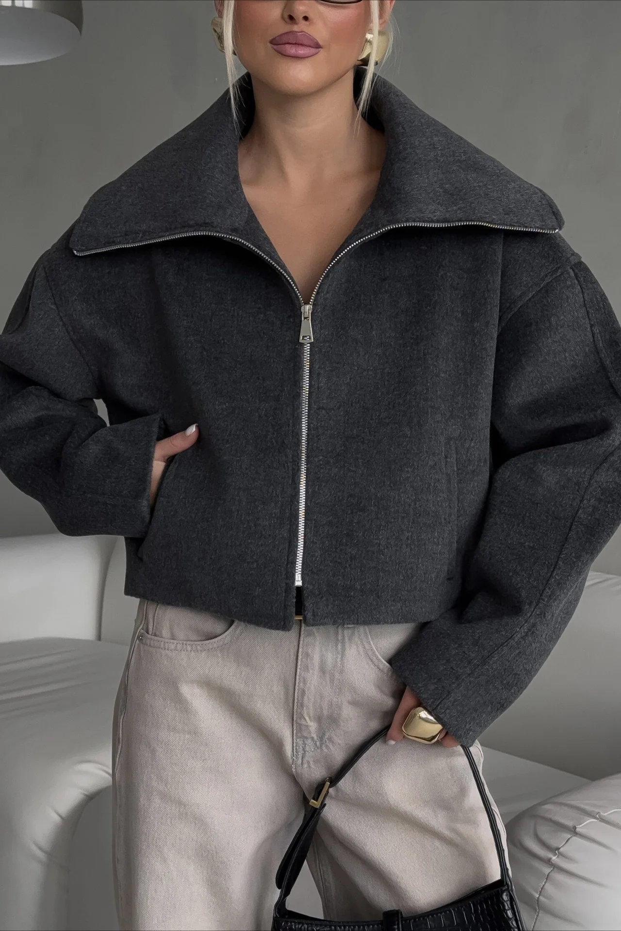 Collared Loose Casual Jacket - Image 7