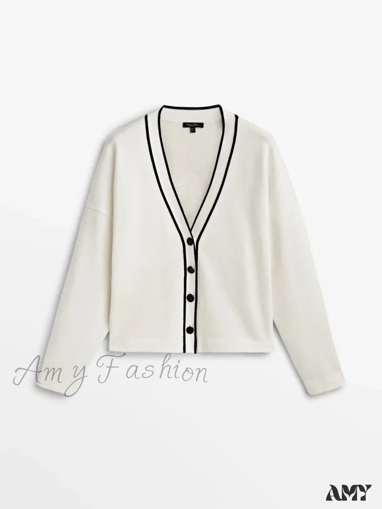 College Style Contrast Color Casual All-matching Temperament Cozy Chic Warm Cardigan - Image 7