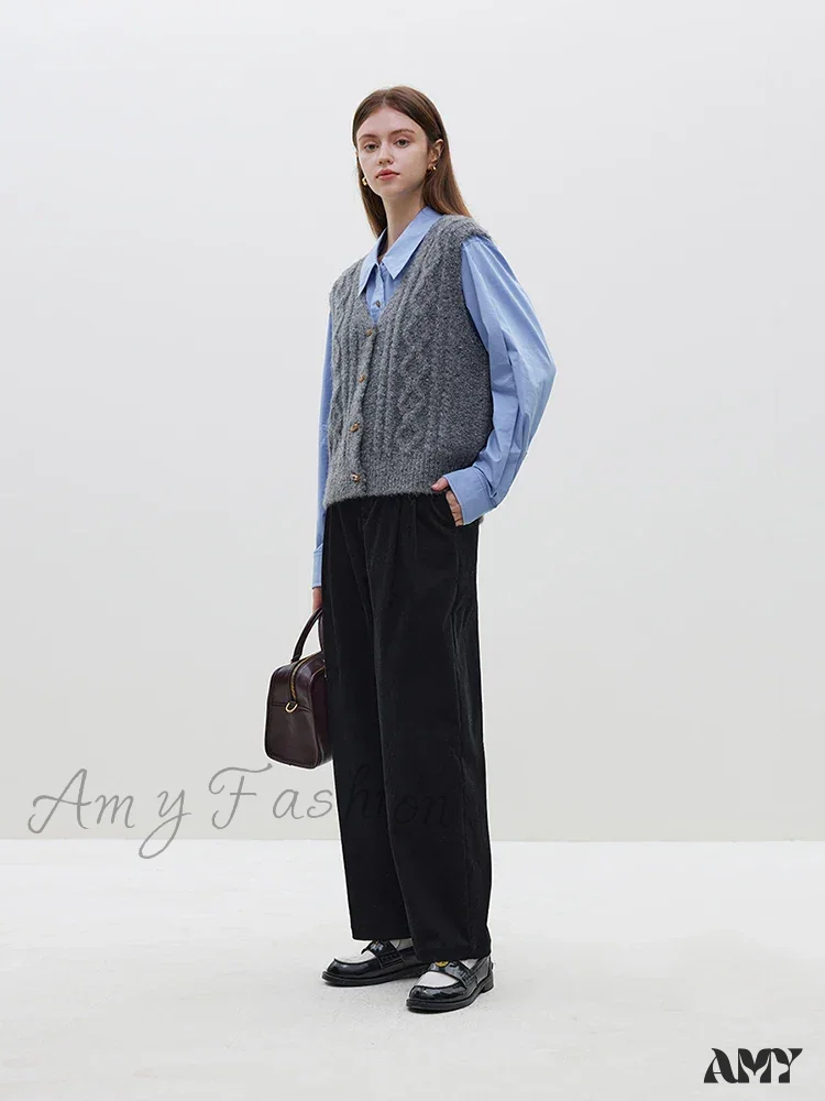 College Style Knitted Vest Autumn Winter New Horn Button Sweater Tank Tops Casual Office Lady Coat - Image 4