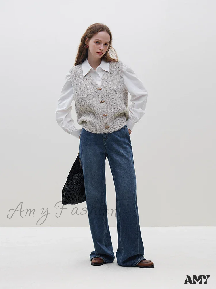 College Style Knitted Vest Autumn Winter New Horn Button Sweater Tank Tops Casual Office Lady Coat - Image 5