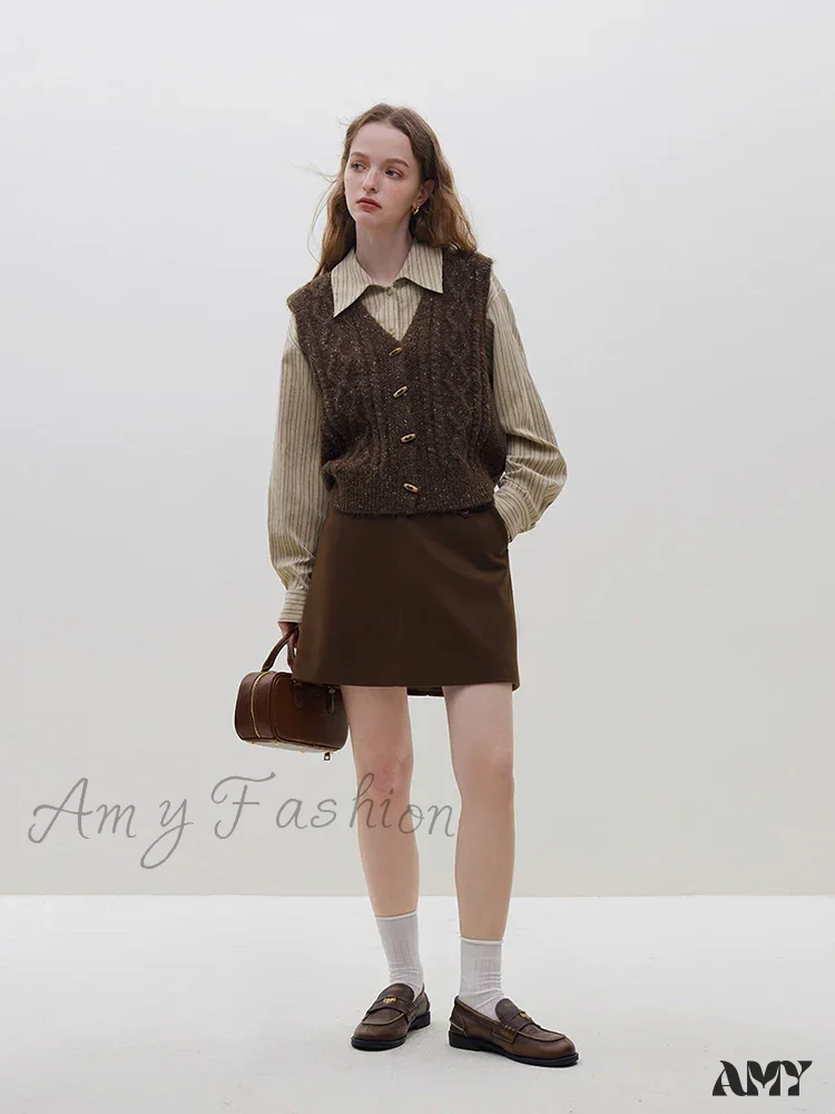 College Style Knitted Vest Autumn Winter New Horn Button Sweater Tank Tops Casual Office Lady Coat - Image 6