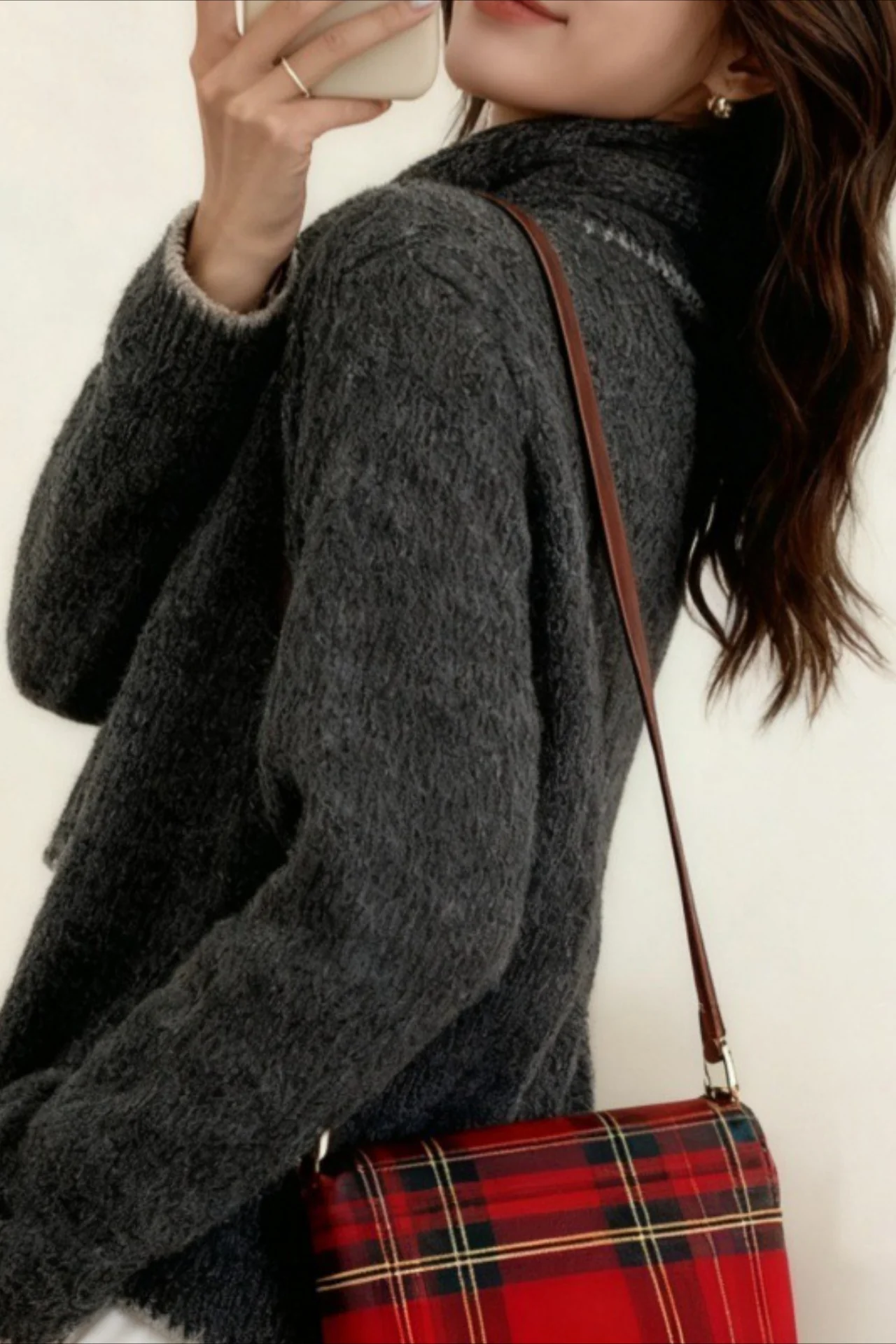 Color Block Cowl Neck Loose Knit Cardigan - Image 7