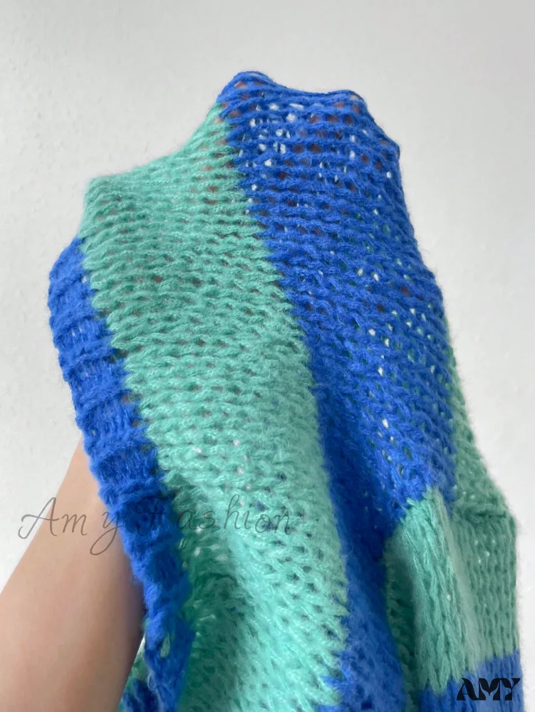 Amy Fashion - Color Block Drop Shoulder Duster Cardigan - Image 3