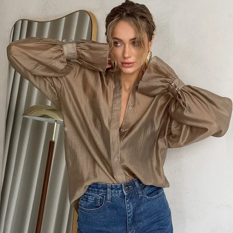 Commuting See-Through Flare Blouse - Image 4