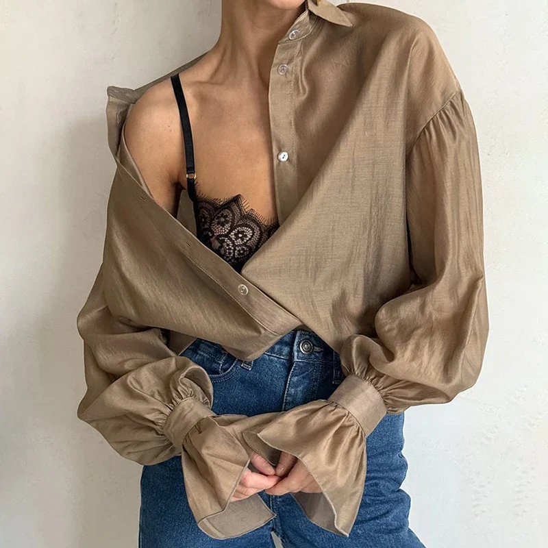 Commuting See-Through Flare Blouse - Image 6