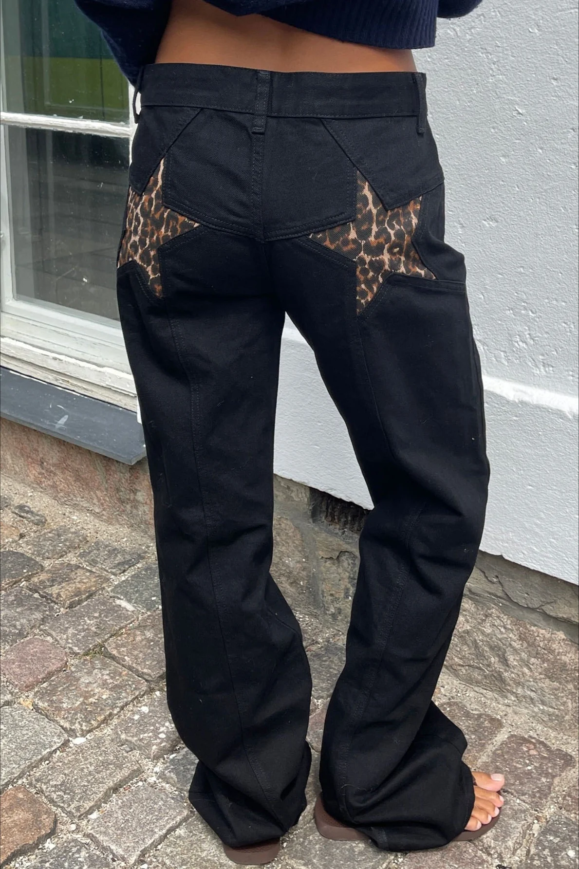 Contrast Patchwork Y2K Retro Star Back Casual Jeans - Image 4