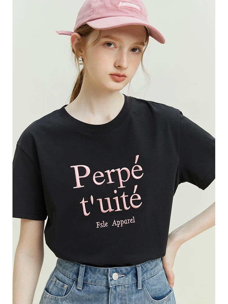 Cool Letter Embroidery Loose T-shirt - Image 3