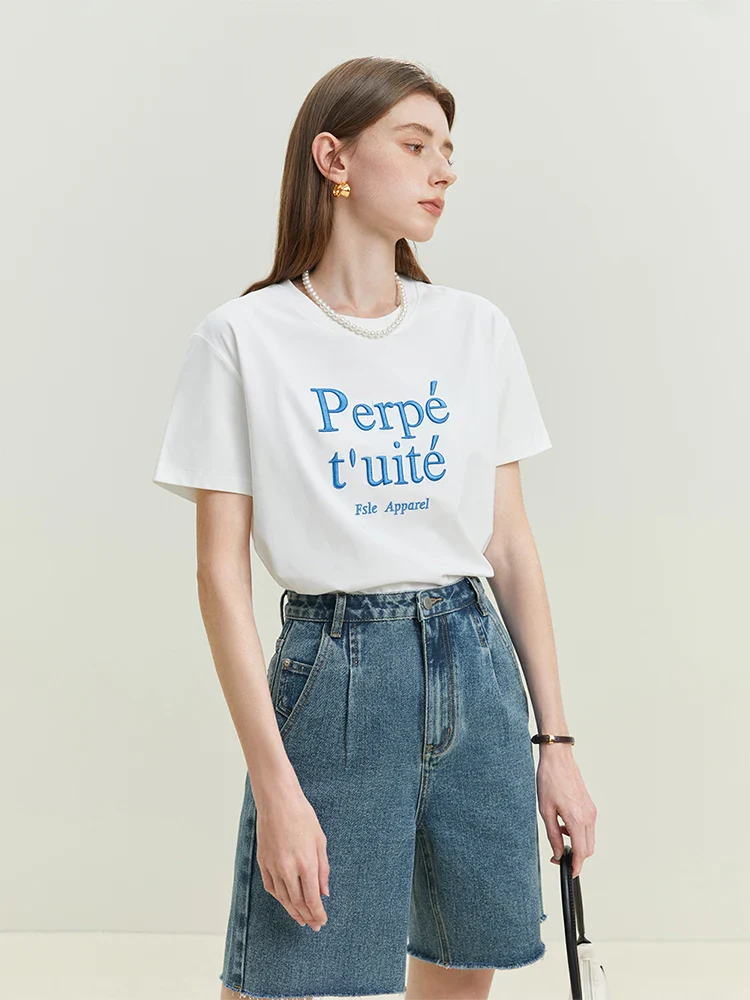 Cool Letter Embroidery Loose T-shirt - Image 5