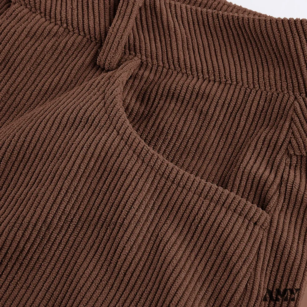 Corduroy Retro High Waist Straight Leg Casual Pants - Image 5