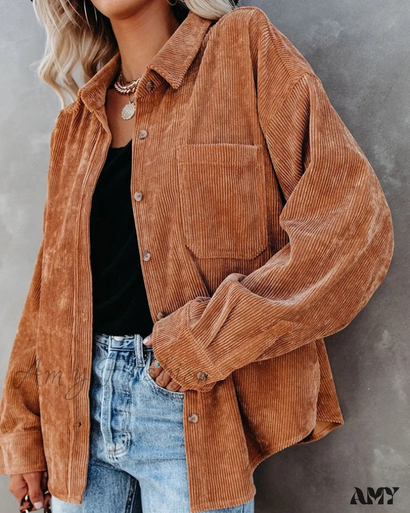 Amy Fashion - Corduroy Tunic Ladies Coats