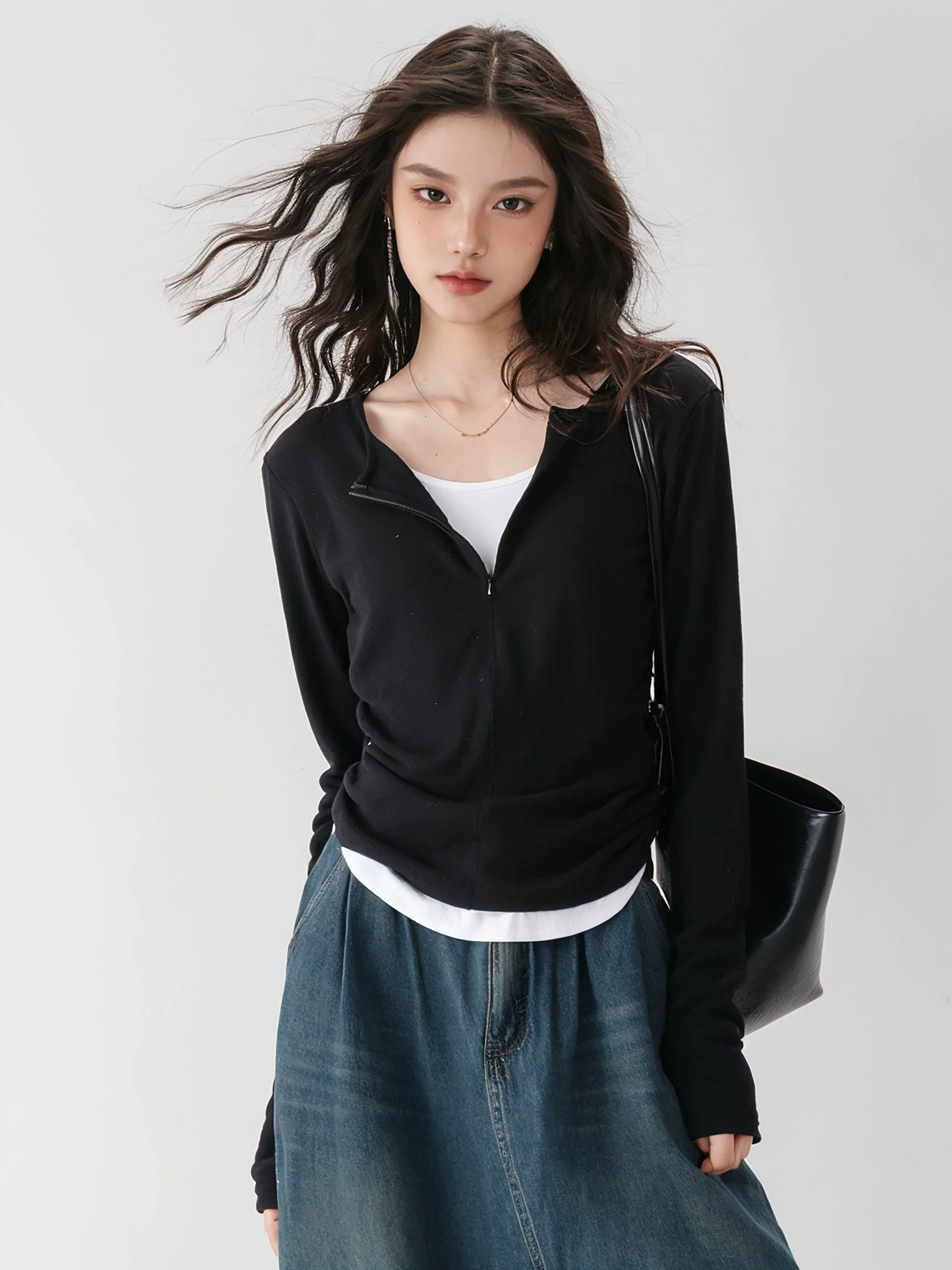 Color Block Mock Two-piece Knit Base Layer - Image 3