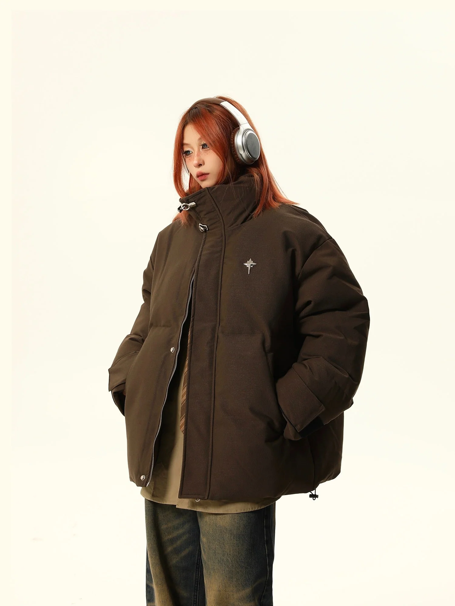 Stand-Up Collar Oversized Puffer Jacket - Image 4