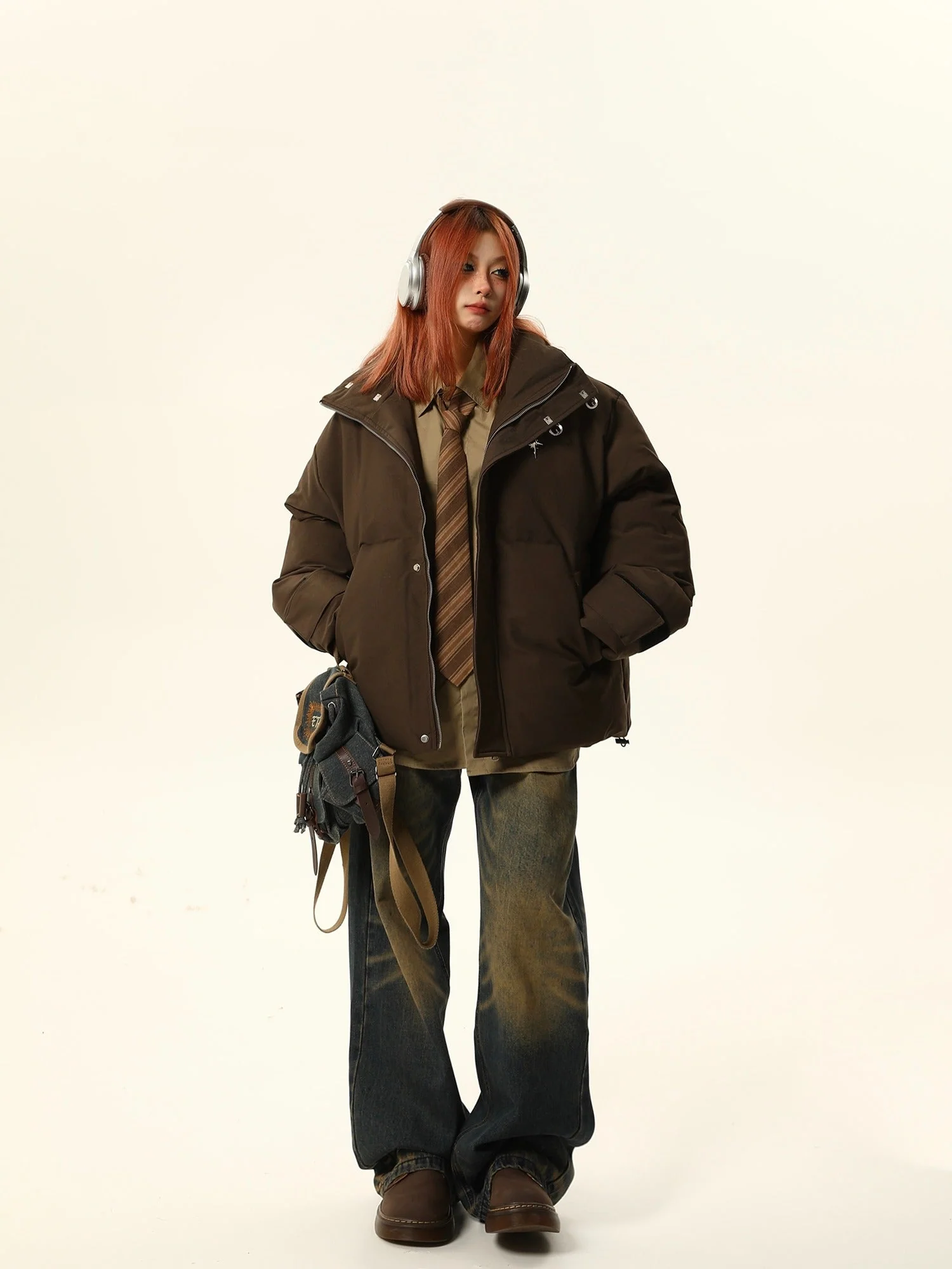 Stand-Up Collar Oversized Puffer Jacket - Image 8