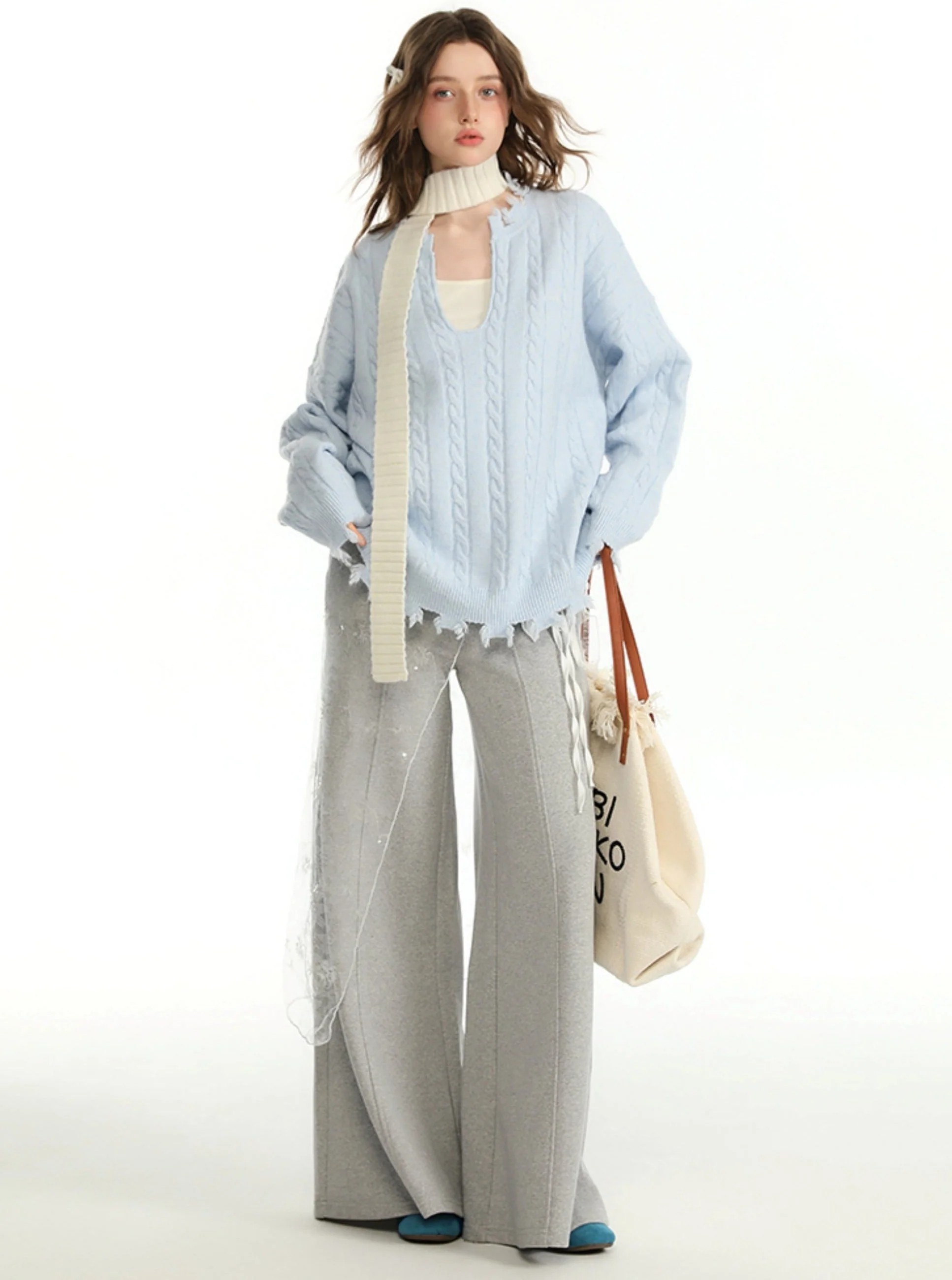 Autumn Solid Color Sweater And Inner Vest Set - Image 3