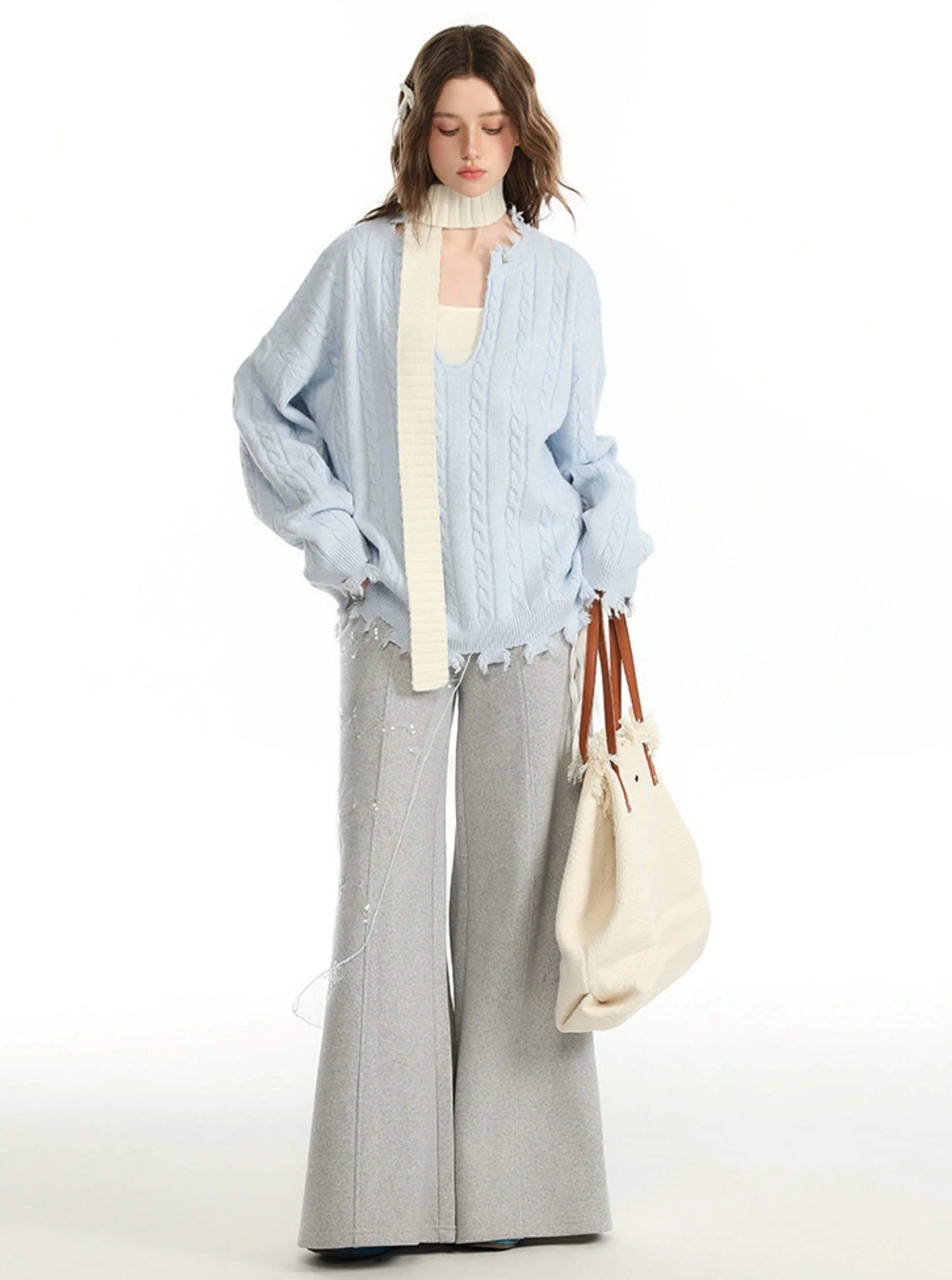 Autumn Solid Color Sweater And Inner Vest Set - Image 4